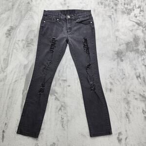 V.I.P. Jeans Women 9/10 Black Super Stretch Distressed Denim Skinny Ankle Casual